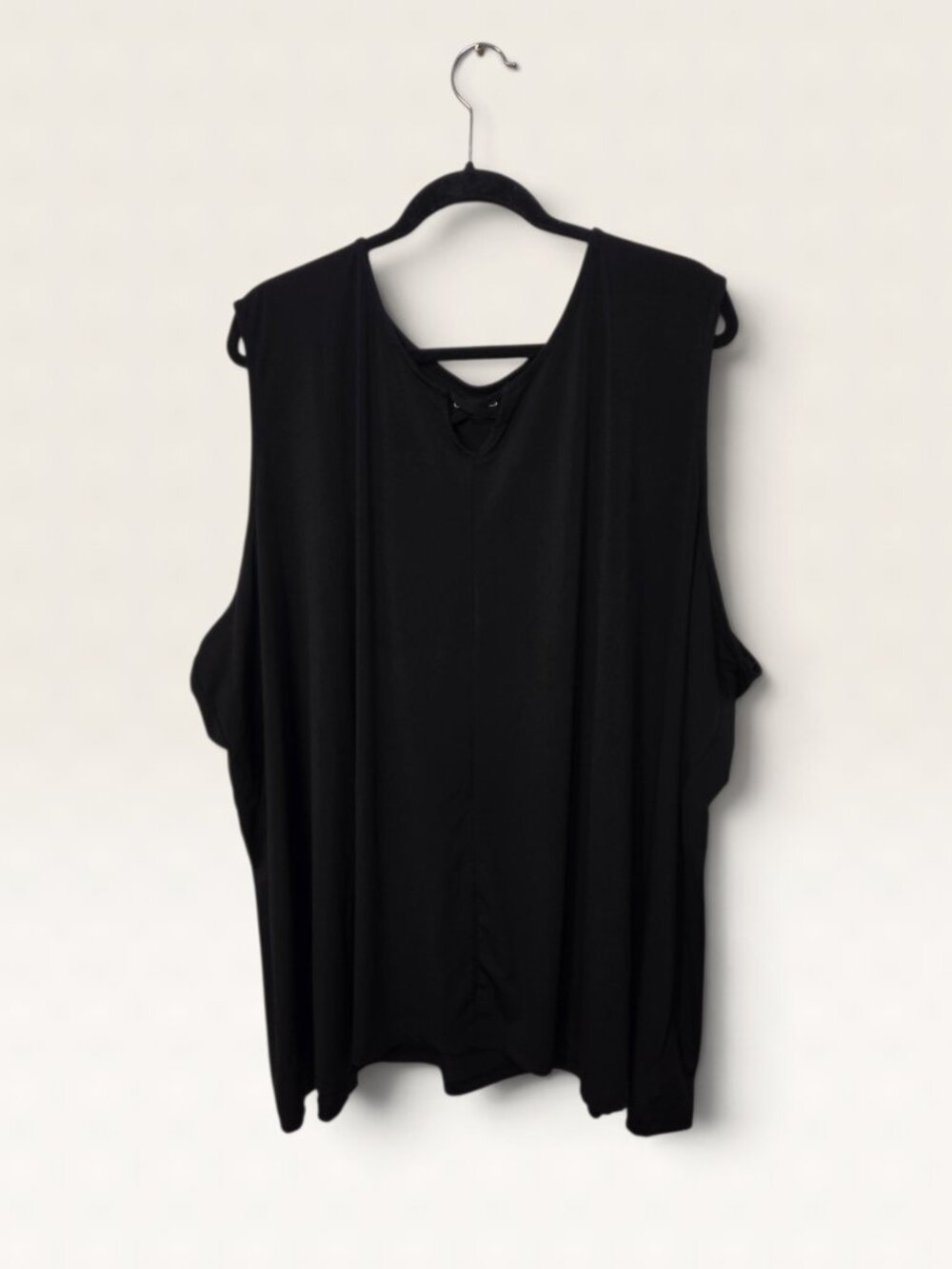 Catherines Black Crisscross Lattice Neck Tank Top 6X 38W